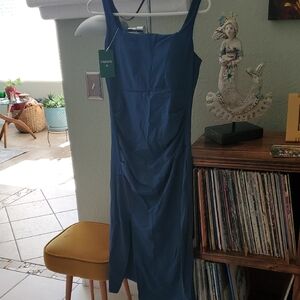 HALARA Elegant Blue Midi Dress